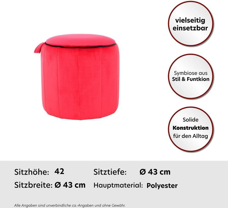 Kayoom ZitHocker Reese zit-hocker met comfort fluweelzachte oppervlakte fluweelzacht decoratief gedetailleerd aantrekkelijke kleurstelling (1 stuk)