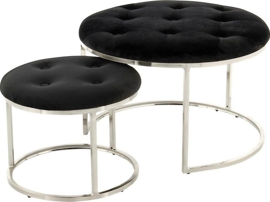 Kayoom Zithoek Kruk Becky 825 2-delige set ronde vorm trendy retro-stijl veelzijdig te gebruiken modern onderhoudsvriendelijk ronde vorm (set 2-delig) - Foto 4