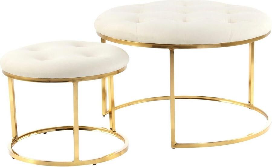 Kayoom Zithoek Kruk Becky 825 2-delige set ronde vorm trendy retro-stijl veelzijdig te gebruiken modern onderhoudsvriendelijk ronde vorm (set 2-delig) - Foto 7