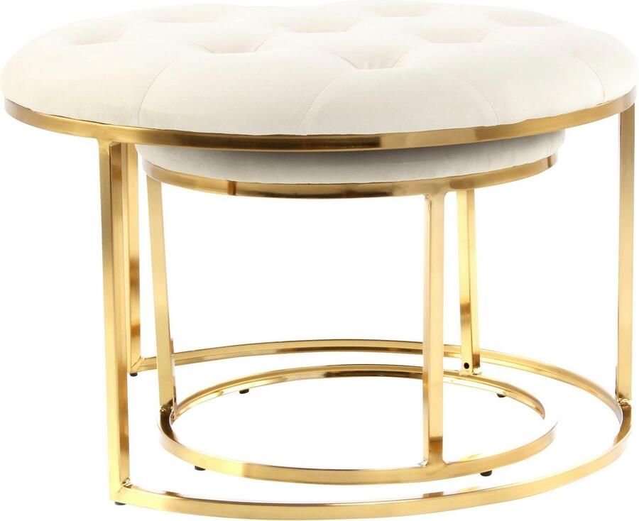 Kayoom Zithoek Kruk Becky 825 2-delige set ronde vorm trendy retro-stijl veelzijdig te gebruiken modern onderhoudsvriendelijk ronde vorm (set 2-delig) - Foto 2