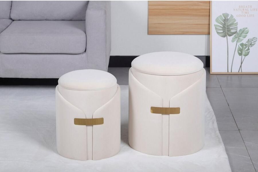 Kayoom Zithoek Kruk Forcet 125 2-delige set elegante kunstfluwelen bekleding modern met opbergruimte decoratief veel decoratieve kleurcombinaties (set 2-delig) - Foto 4