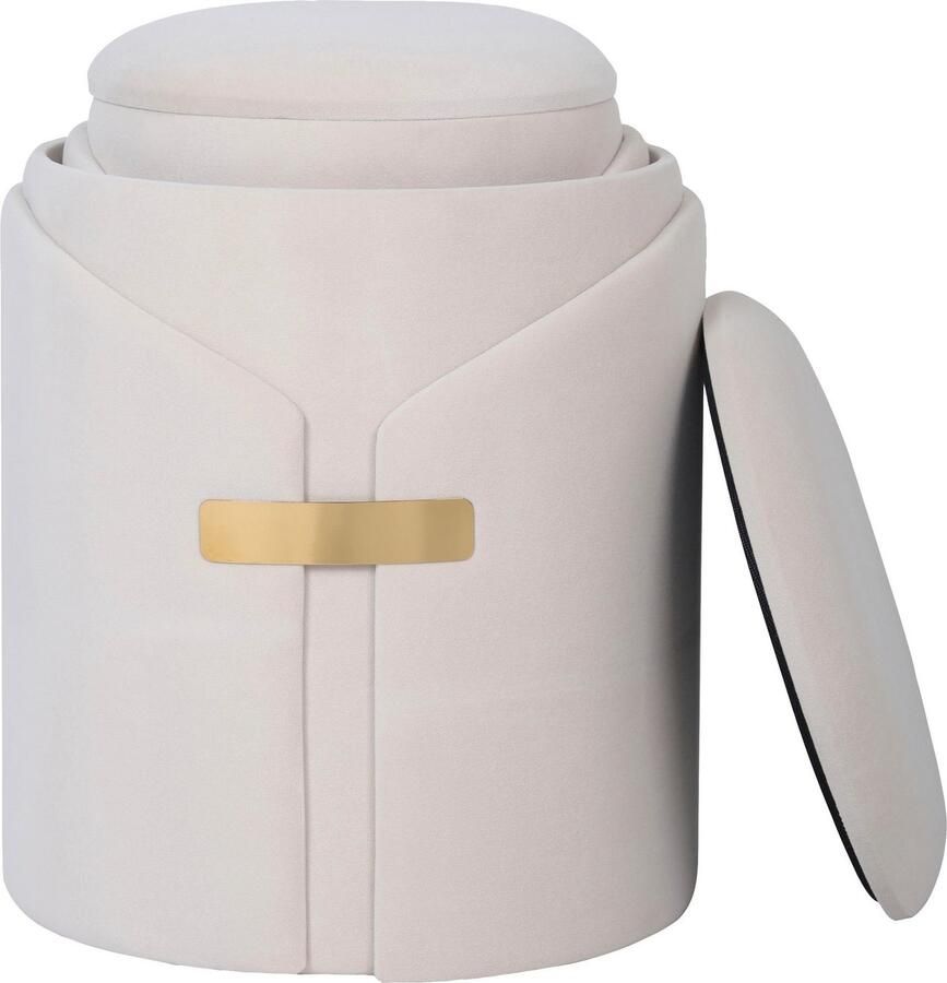 Kayoom Zithoek Kruk Forcet 125 2-delige set elegante kunstfluwelen bekleding modern met opbergruimte decoratief veel decoratieve kleurcombinaties (set 2-delig) - Foto 2