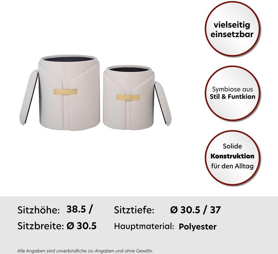 Kayoom Zithoek Kruk Forcet 125 2-delige set elegante kunstfluwelen bekleding modern met opbergruimte decoratief veel decoratieve kleurcombinaties (set 2-delig) - Foto 2