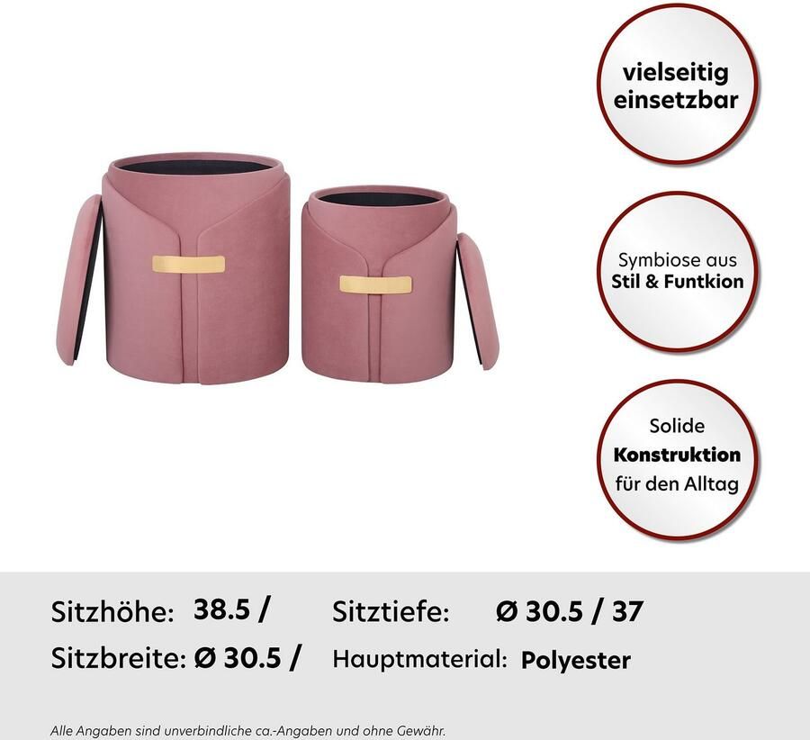 Kayoom Zithoek Kruk Forcet 125 2-delige set elegante kunstfluwelen bekleding modern met opbergruimte decoratief veel decoratieve kleurcombinaties (set 2-delig) - Foto 2