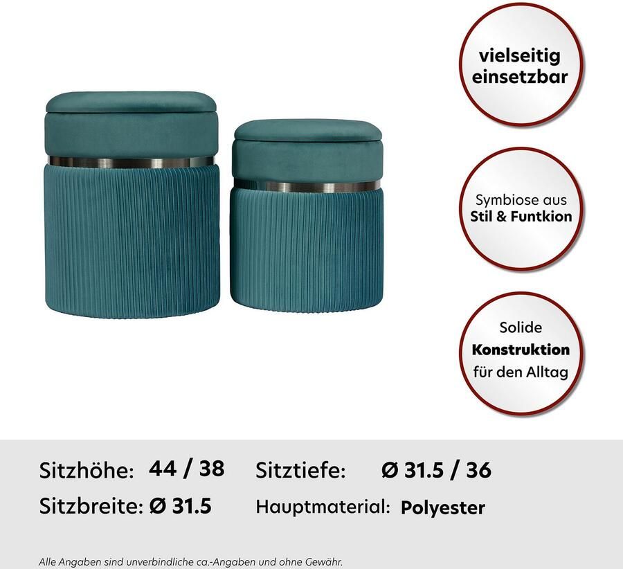 Kayoom Zithoek Kruk Zora 325 2-delige set fluweelzachte stof bekleding ronde elegante vorm (set 2-delig) - Foto 2