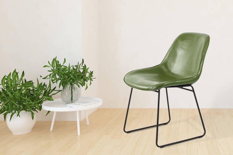 Litecommerce Floraya Set 2 eetkamerstoelen Cora Groen Zwart Maximaal draagvermogen 150KG - Foto 3