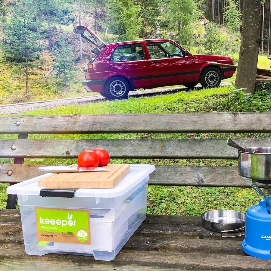 Keeeper Organizer CORNELIA Opbergbox 12 L met deksel grendelslot (set 3-delig)