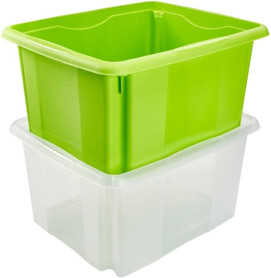 Keeeper Organizer Emil Opbergbox 24 L met deksel hoogwaardige kunststof (set 2-delig)