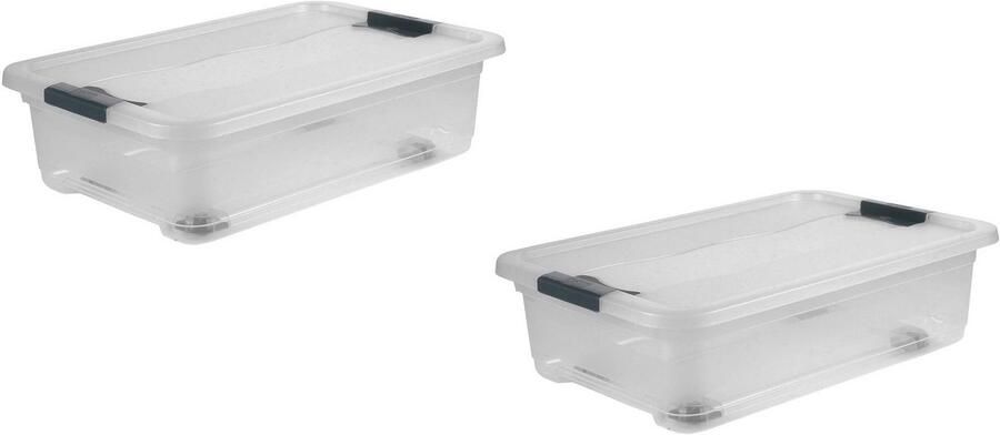 Keeeper Organizer Konrad Opbergbox 28 L met wieltjes deksel grendelslot (set 2-delig) - Foto 6