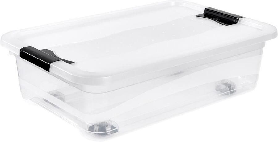 Keeeper Organizer Konrad Opbergbox 28 L met wieltjes deksel grendelslot (set 2-delig) - Foto 4
