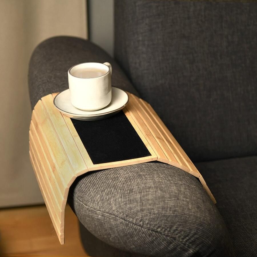 KESPER for kitchen & home Dienblad Sofatablet -opslag FSC 42 x 34 cm flexibele opslag van bamboe met vilten inzet voor de bank (1-delig)