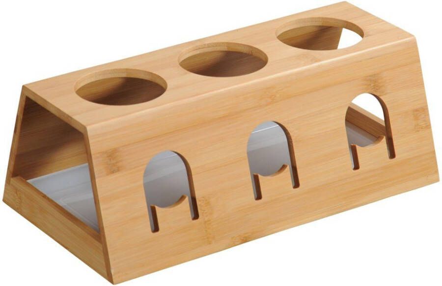 KESPER for kitchen & home Flessenhouder met afvoerschotel voor 3 flessen van fsc -gecertificeerd bamboe - Foto 4