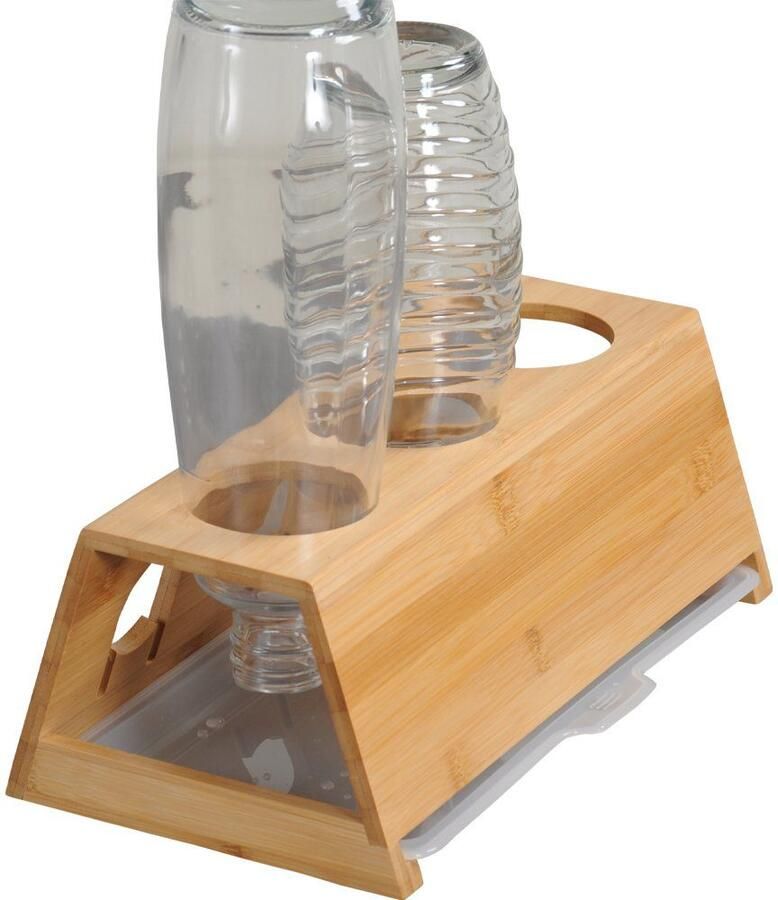 KESPER for kitchen & home Flessenhouder met afvoerschotel voor 3 flessen van fsc -gecertificeerd bamboe - Foto 3