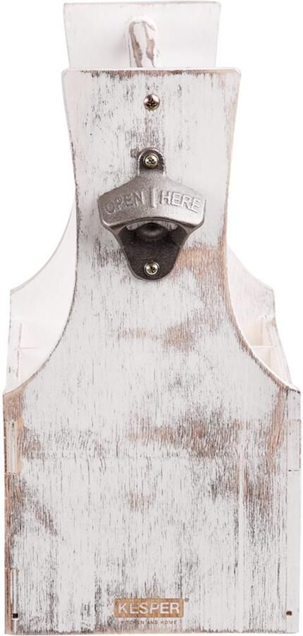 KESPER for kitchen & home Flessenrek Antiek van multiplex FSC voor maximaal 6 flessen draagriem met flesopener (1 stuk) - Foto 5