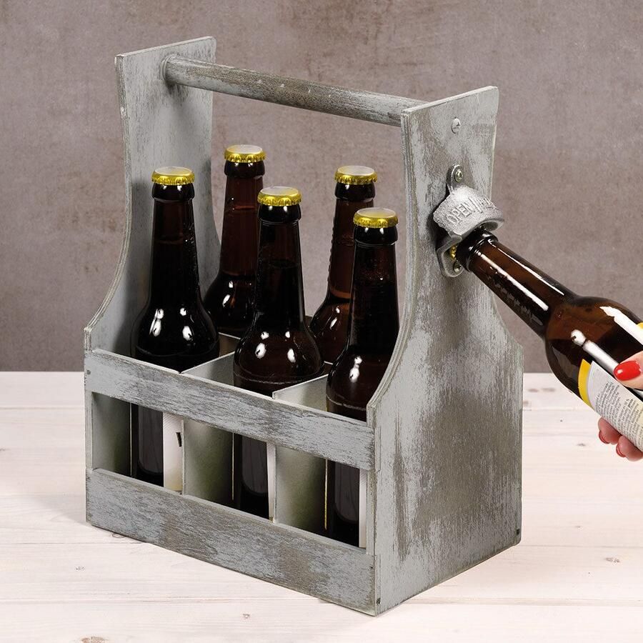 KESPER for kitchen & home Flessenrek met flesopener van fsc -gecertificeerd populierenhout - Foto 3