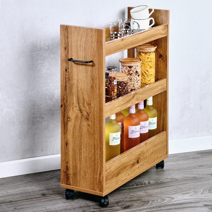 KESPER for kitchen & home Keukenrek Nisrek FSC met 3 opbergvlakken en 4 wielen waarvan 2 met rem (1 stuk) - Foto 3