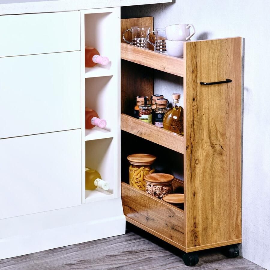 KESPER for kitchen & home Keukenrek Nisrek FSC met 3 opbergvlakken en 4 wielen waarvan 2 met rem (1 stuk) - Foto 4