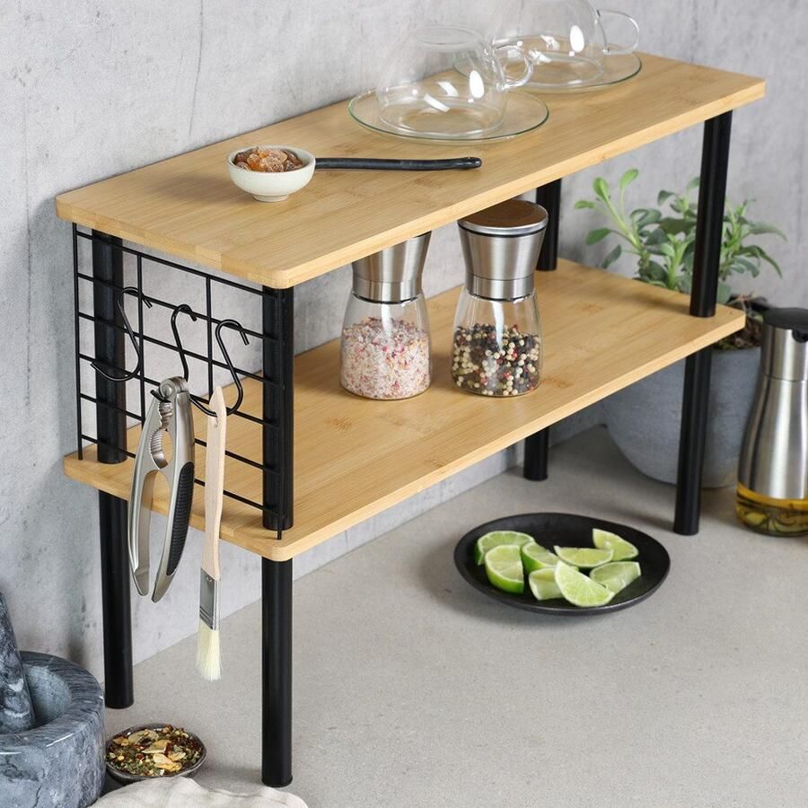 KESPER for kitchen & home Keukenrek Rek van bamboe met draadrooster om keukengerei op te hangen (1 stuk) - Foto 2