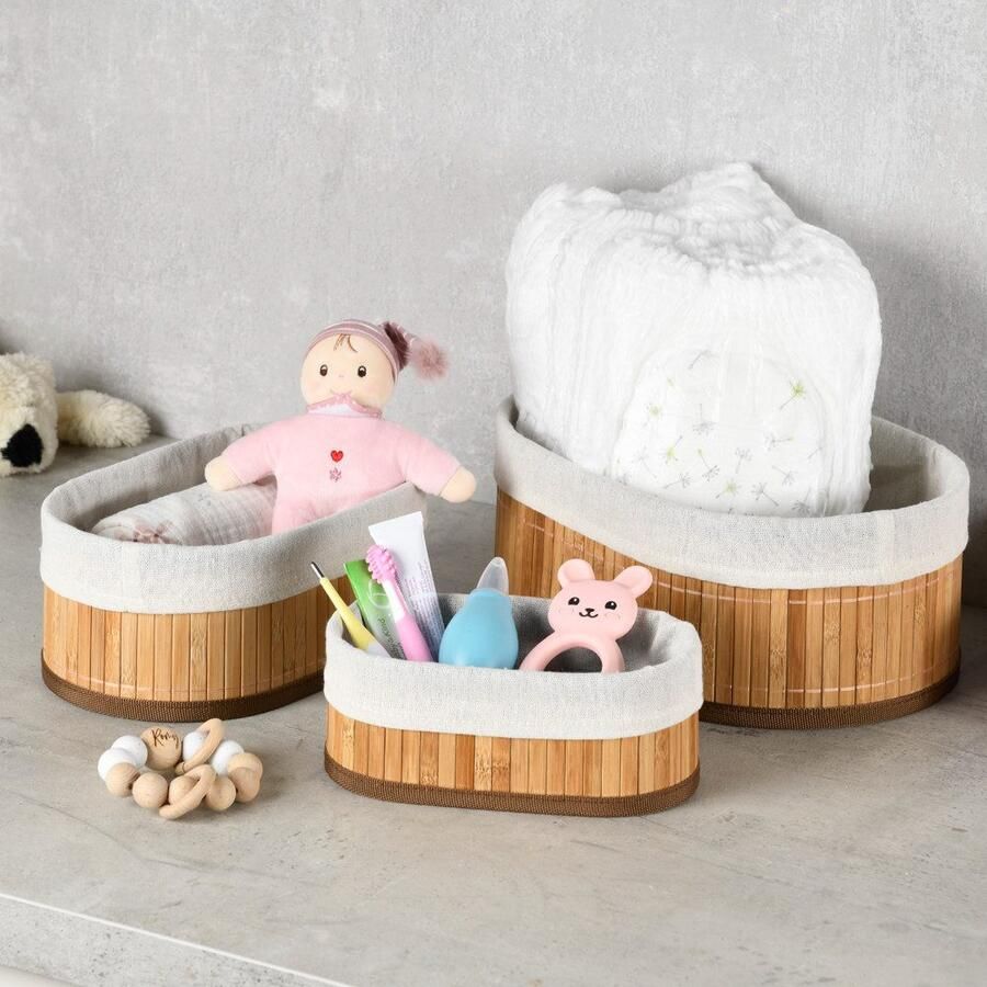 KESPER for kitchen & home Opbergmand Bamboe mandjes 3-delig set FSC (set 3 stuks)