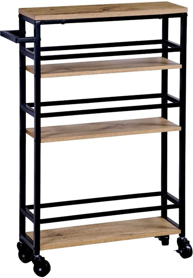 KESPER for kitchen & home Trolley Niswagen zwart met 4 wielen en 3 opbergvlakken (1 stuk) - Foto 5