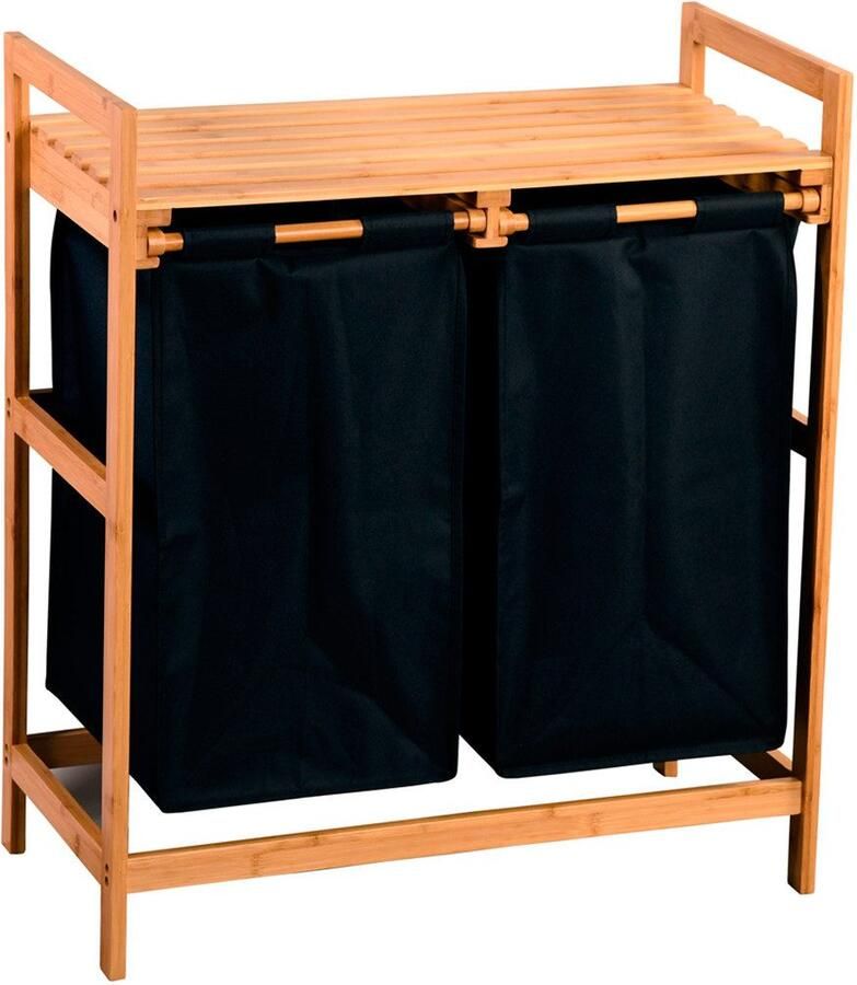 KESPER for kitchen & home Wasmand met sorteerfunctie Wasmand bamboe FSC met 2 opvangzakken voor was - Foto 2