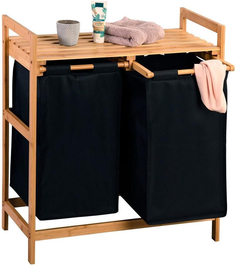 KESPER for kitchen & home Wasmand met sorteerfunctie Wasmand bamboe FSC met 2 opvangzakken voor was