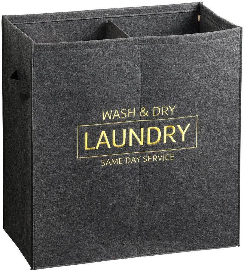 KESPER for kitchen & home Wasmand van vilt met 2 vakken opvouwbaar en ruimtebesparend zorgt voor orde in huis (1 stuk) - Foto 4