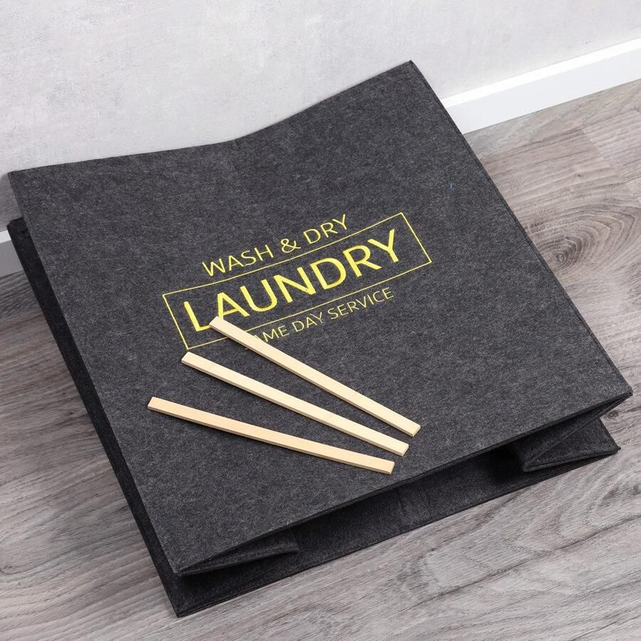 KESPER for kitchen & home Wasmand van vilt met 2 vakken opvouwbaar en ruimtebesparend zorgt voor orde in huis (1 stuk) - Foto 3