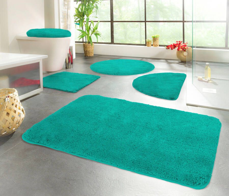 Kinzler J-10052 27 Microvezel Badmat Set 2-delig = Toiletdekselhoes 47x50 cm + Vloerkleed met uitsparing 50x55 cm smaragdgroen - Foto 3