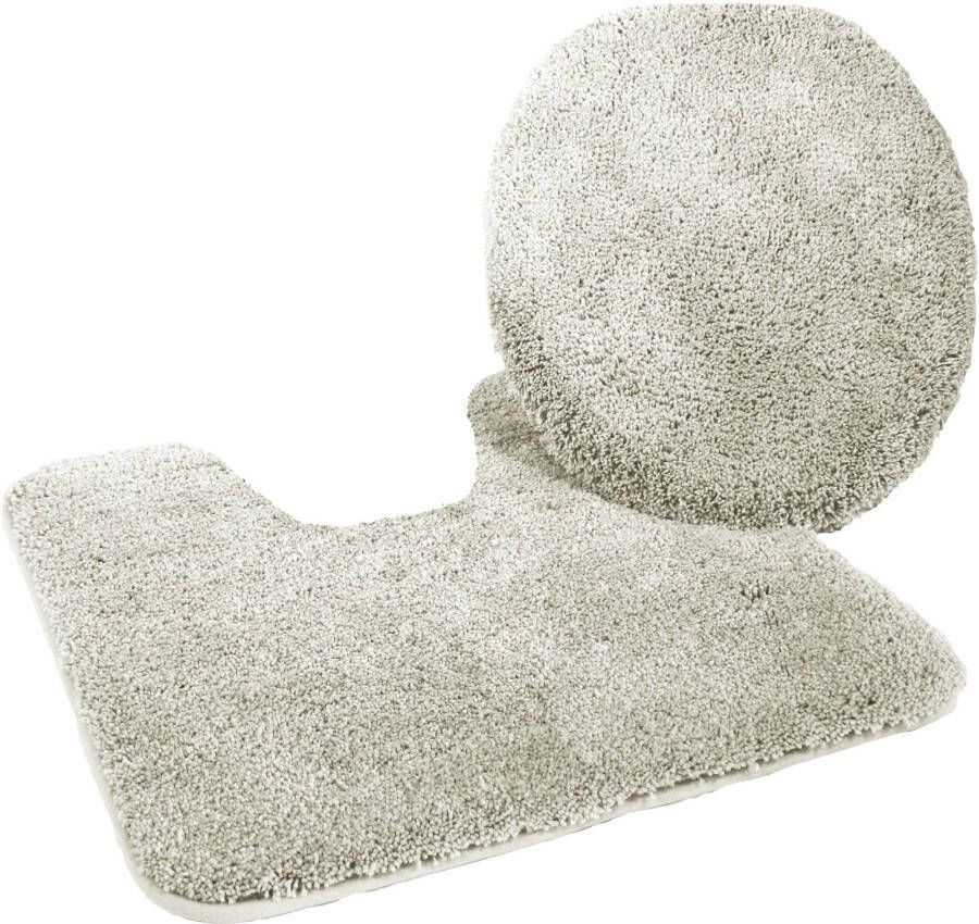 Kinzler J-10052 30 Microvezel Badmat Set 2-delig = Toiletdeksel 47x50 cm + Vloerkleed met uitsparing 50x55 cm zilver