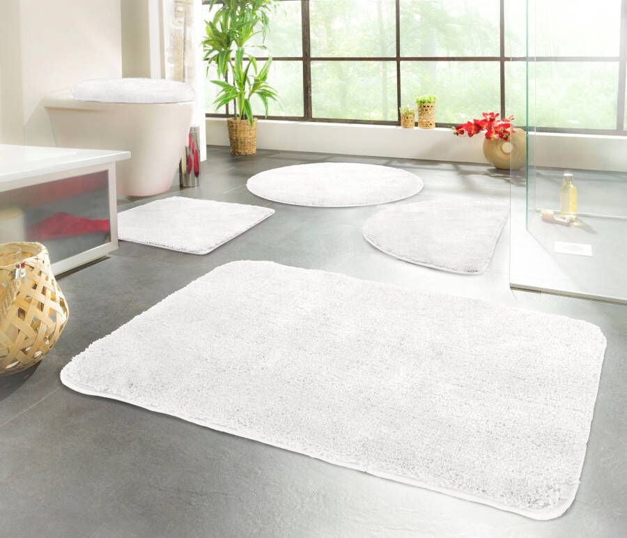 Kinzler J-10052 00 Microvezel badmattenset 2-delig toiletbrilhoes 47 x 50 cm en vloerkleed met uitsparing 50 x 55 cm wit - Foto 3