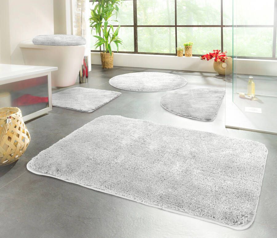 Kinzler J-10053 30 Microvezel Badmat Set 2-delig = Toiletdeksel 47x50 cm + Vloerkleed zonder uitsparing 50x55 cm zilver - Foto 2