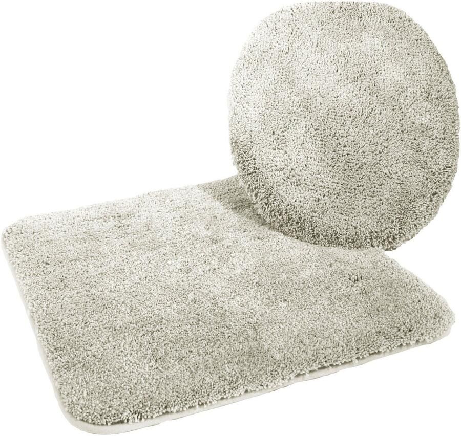 Kinzler J-10053 30 Microvezel Badmat Set 2-delig = Toiletdeksel 47x50 cm + Vloerkleed zonder uitsparing 50x55 cm zilver