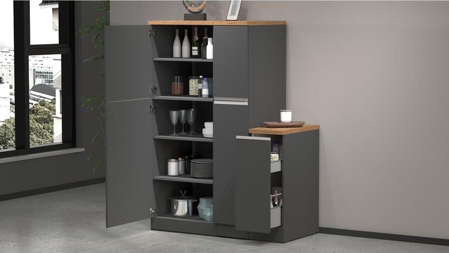 Kochstation Apothekerskast KS-Sole apothekerskast Breedte hoogte 30 85 cm aanbouw en onderbouw mogelijk - Foto 5