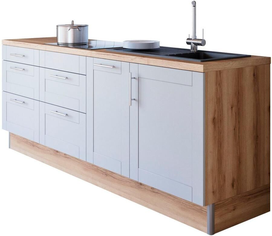 Kochstation Keuken KS-Ahus Breedte 225 cm naar keuze met elektrische apparaten softclose functie MDF fronten