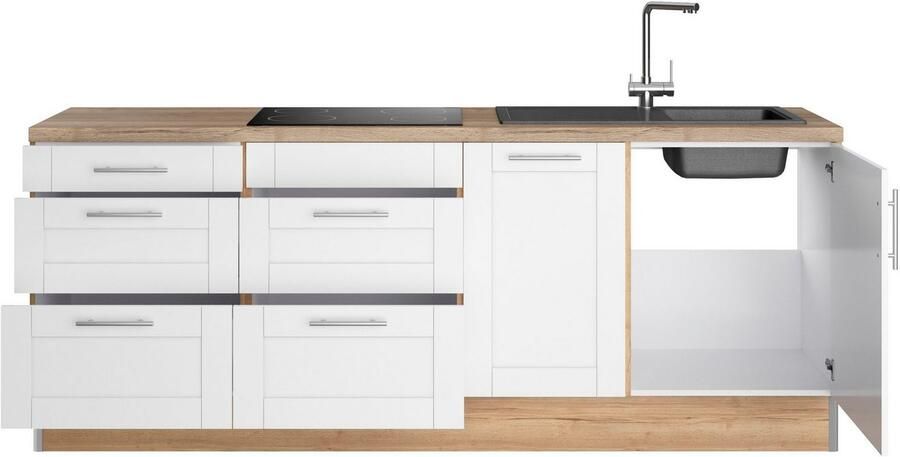 Kochstation Keuken KS-Ahus Breedte 225 cm naar keuze met elektrische apparaten softclose functie MDF fronten - Foto 5