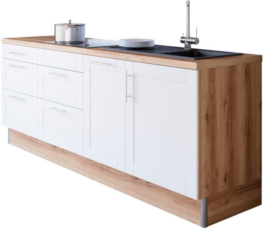 Kochstation Keuken KS-Ahus Breedte 225 cm naar keuze met elektrische apparaten softclose functie MDF fronten