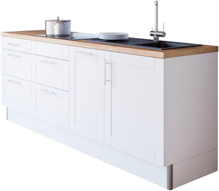 Kochstation Keuken KS-Ahus Breedte 225 cm naar keuze met elektrische apparaten softclose functie MDF fronten