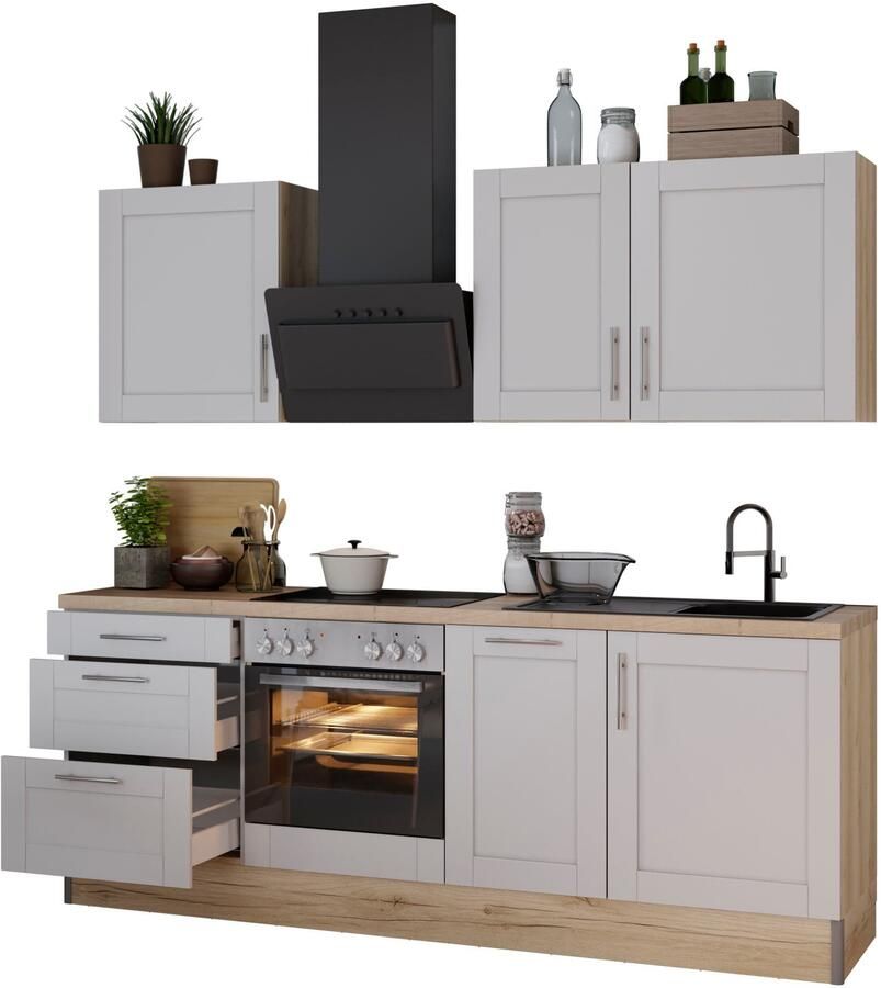 Kochstation Keuken KS-Ahus Breedte 225 cm optioneel met elektrische apparaten MDF fronten softclose functie - Foto 3