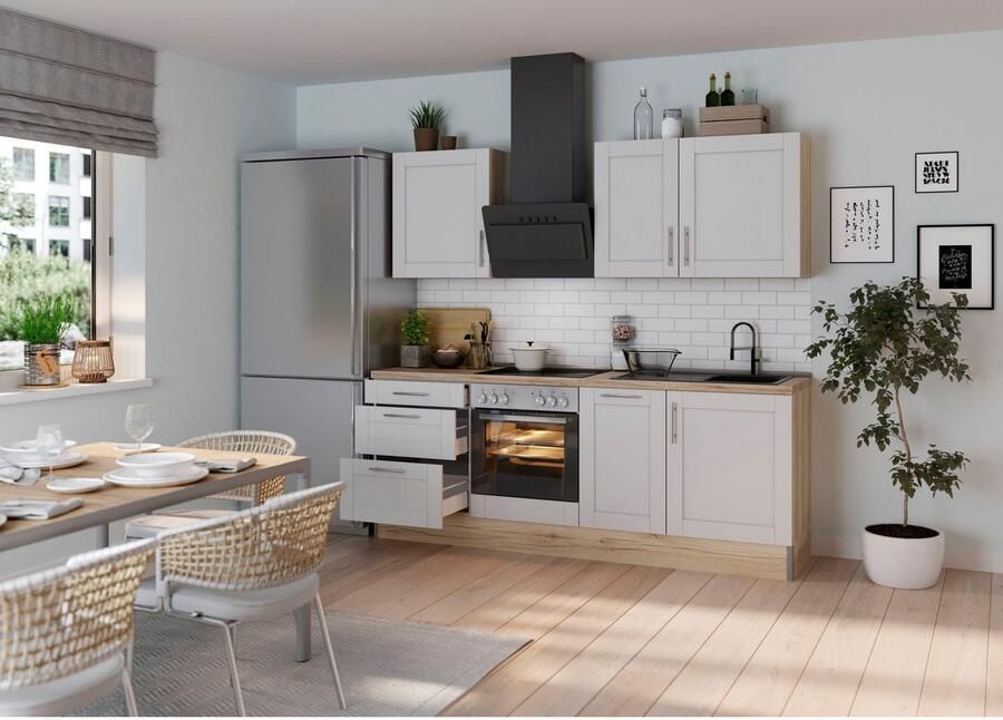 Kochstation Keuken KS-Ahus Breedte 225 cm optioneel met elektrische apparaten MDF fronten softclose functie