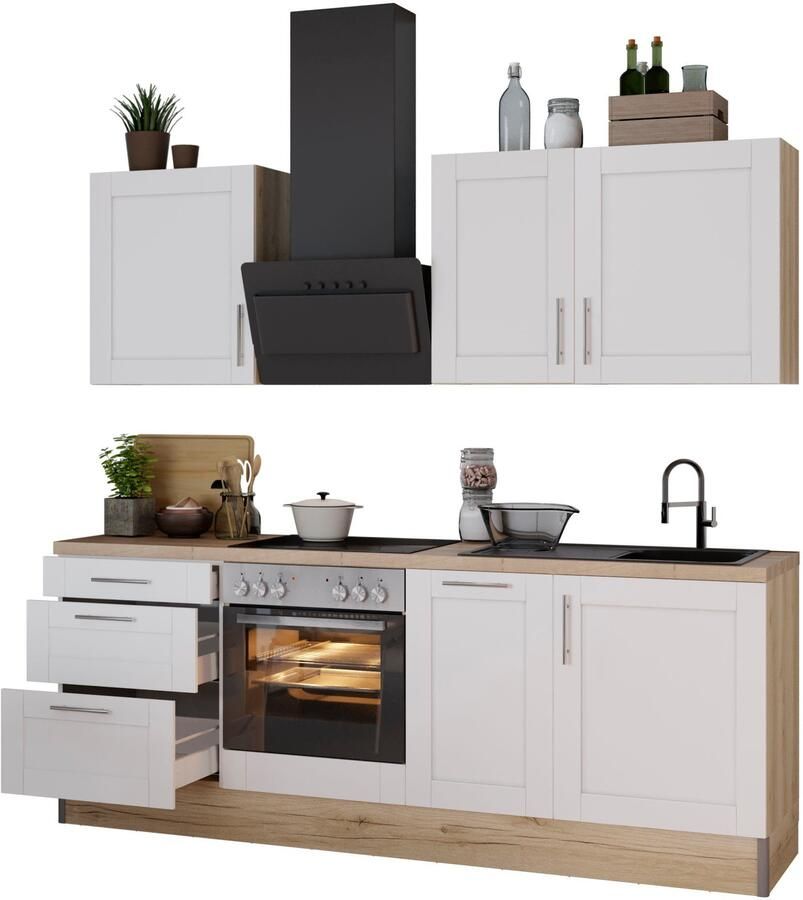 Kochstation Keuken KS-Ahus Breedte 225 cm optioneel met elektrische apparaten MDF fronten softclose functie - Foto 3