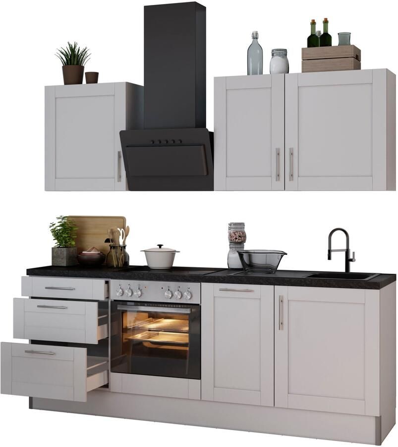 Kochstation Keuken KS-Ahus Breedte 225 cm optioneel met elektrische apparaten MDF fronten softclose functie - Foto 4