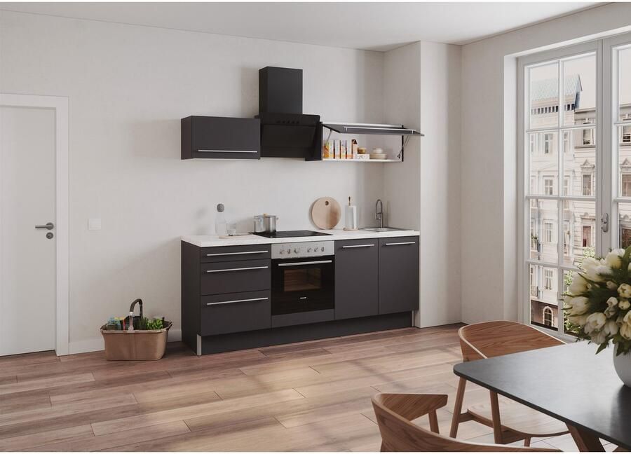 Kochstation Keuken KS-Bern2 Breedte 210 cm optioneel met elektrische apparaten met klaphangkasten - Foto 2