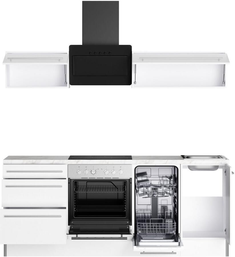 Kochstation Keuken KS-Bern2 Breedte 210 cm optioneel met elektrische apparaten met klaphangkasten