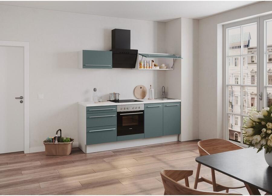 Kochstation Keuken KS-Bern2 Breedte 210 cm optioneel met elektrische apparaten met klaphangkasten - Foto 2