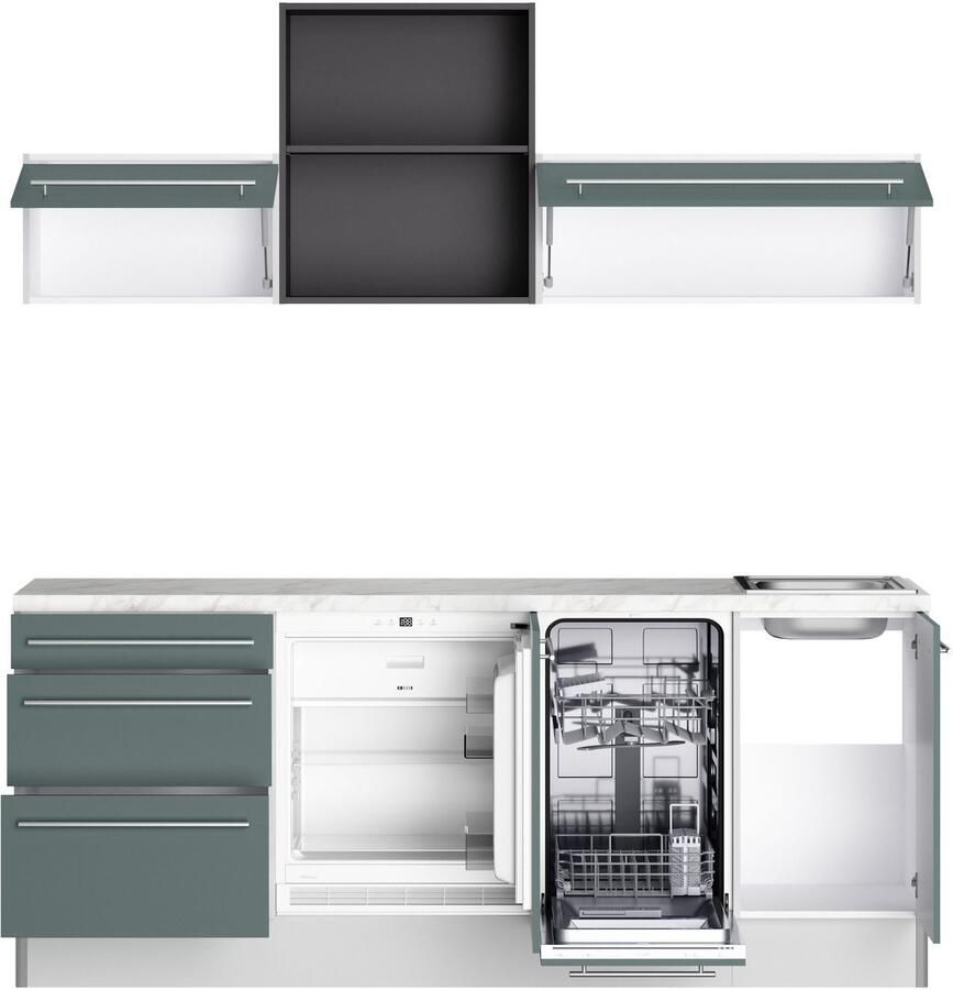 Kochstation Keuken KS-Bern2 Breedte 210 cm optioneel met elektrische apparaten met plank