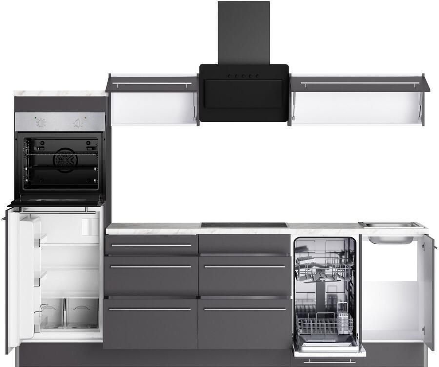 Kochstation Keuken KS-Bern2 Breedte 270 cm optioneel met E-apparaten aan de zijkant omkeerbaar