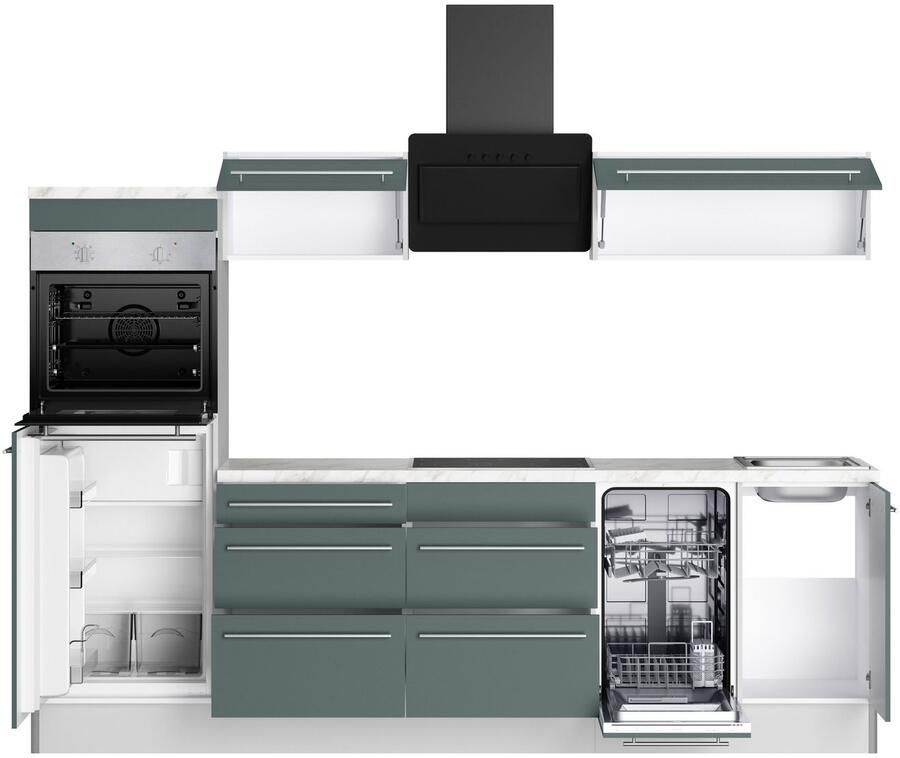 Kochstation Keuken KS-Bern2 Breedte 270 cm optioneel met E-apparaten aan de zijkant omkeerbaar