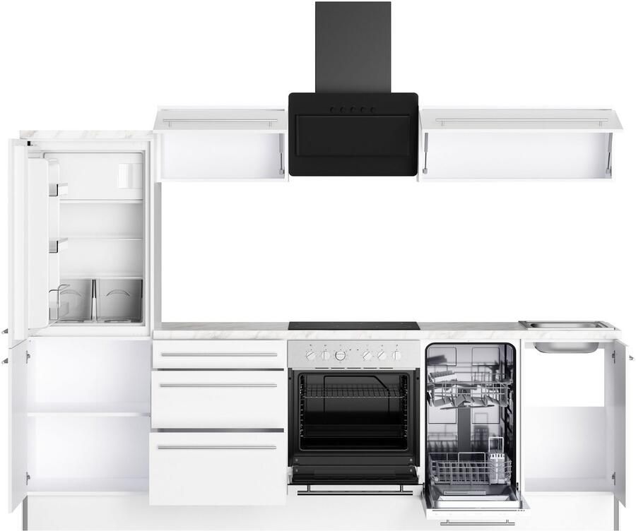 Kochstation Keuken KS-Bern2 Breedte 270 cm optioneel met E-apparaten aan de zijkant omkeerbaar