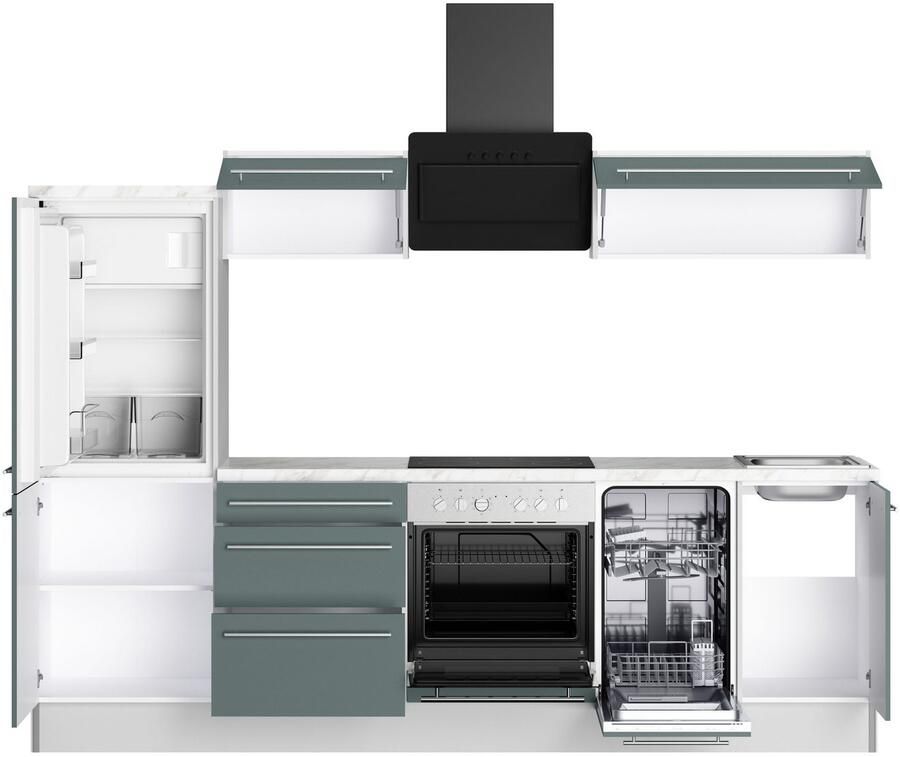 Kochstation Keuken KS-Bern2 Breedte 270 cm optioneel met E-apparaten aan de zijkant omkeerbaar